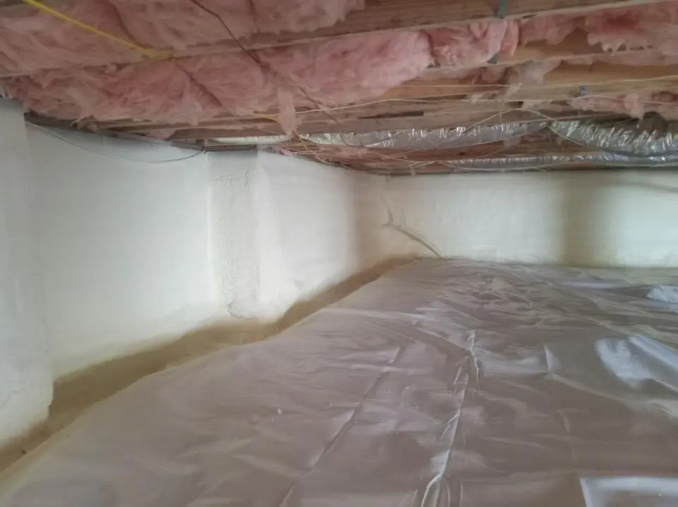 Crawl space encapsulation with closed-cell spray foam for Metal Roof Coating in Hutto